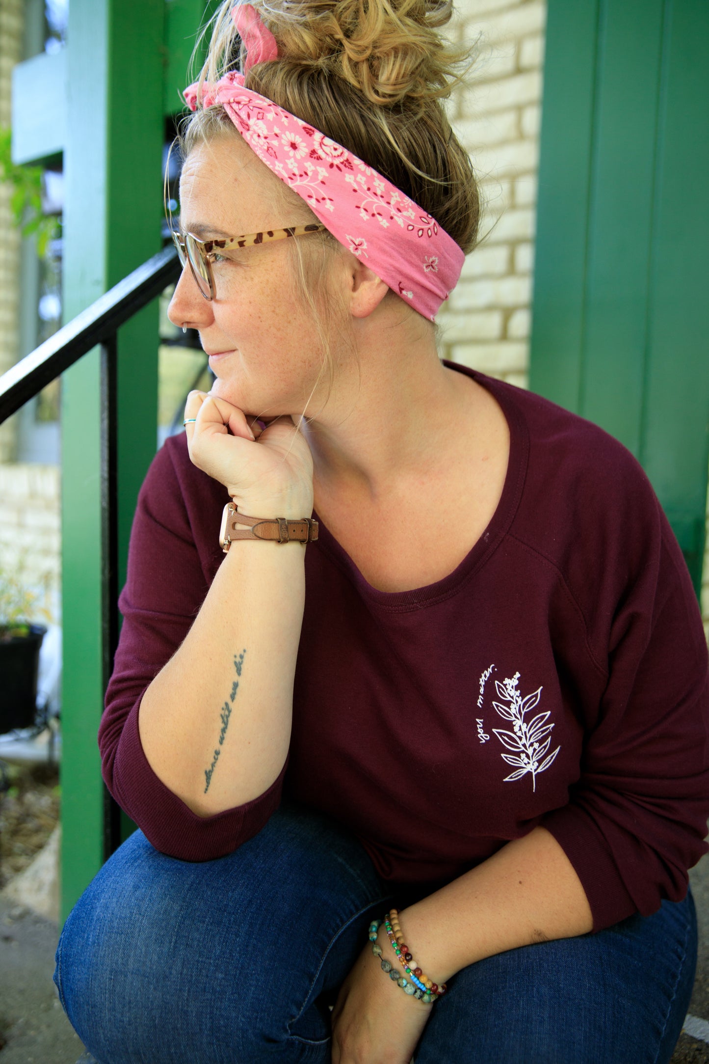 YOU MATTER. floral boat neck