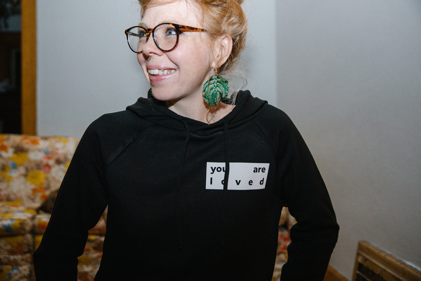 Black 'you are loved' Hoodie