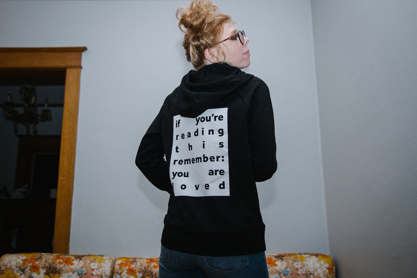 Black 'you are loved' Hoodie