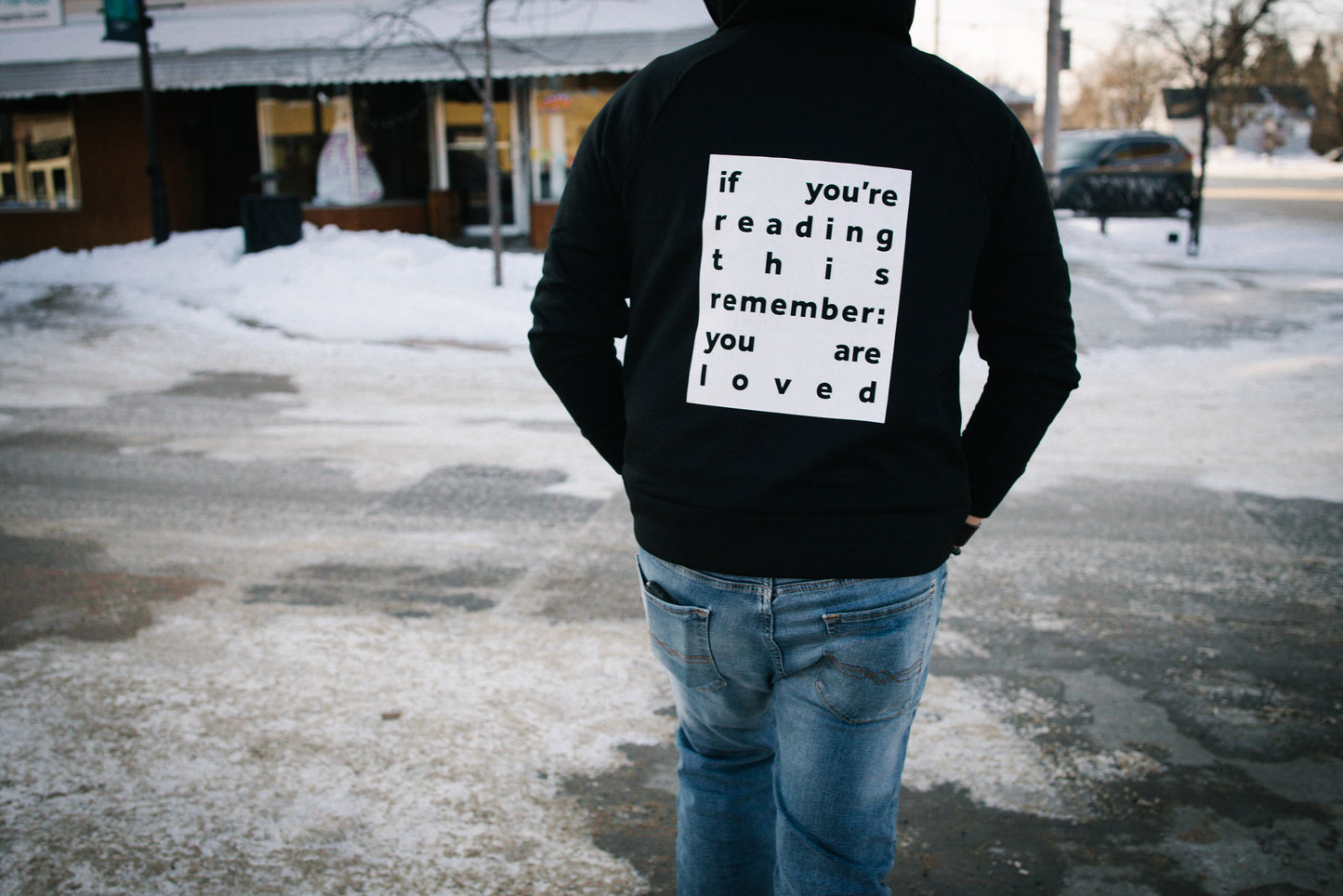 Black 'you are loved' Hoodie