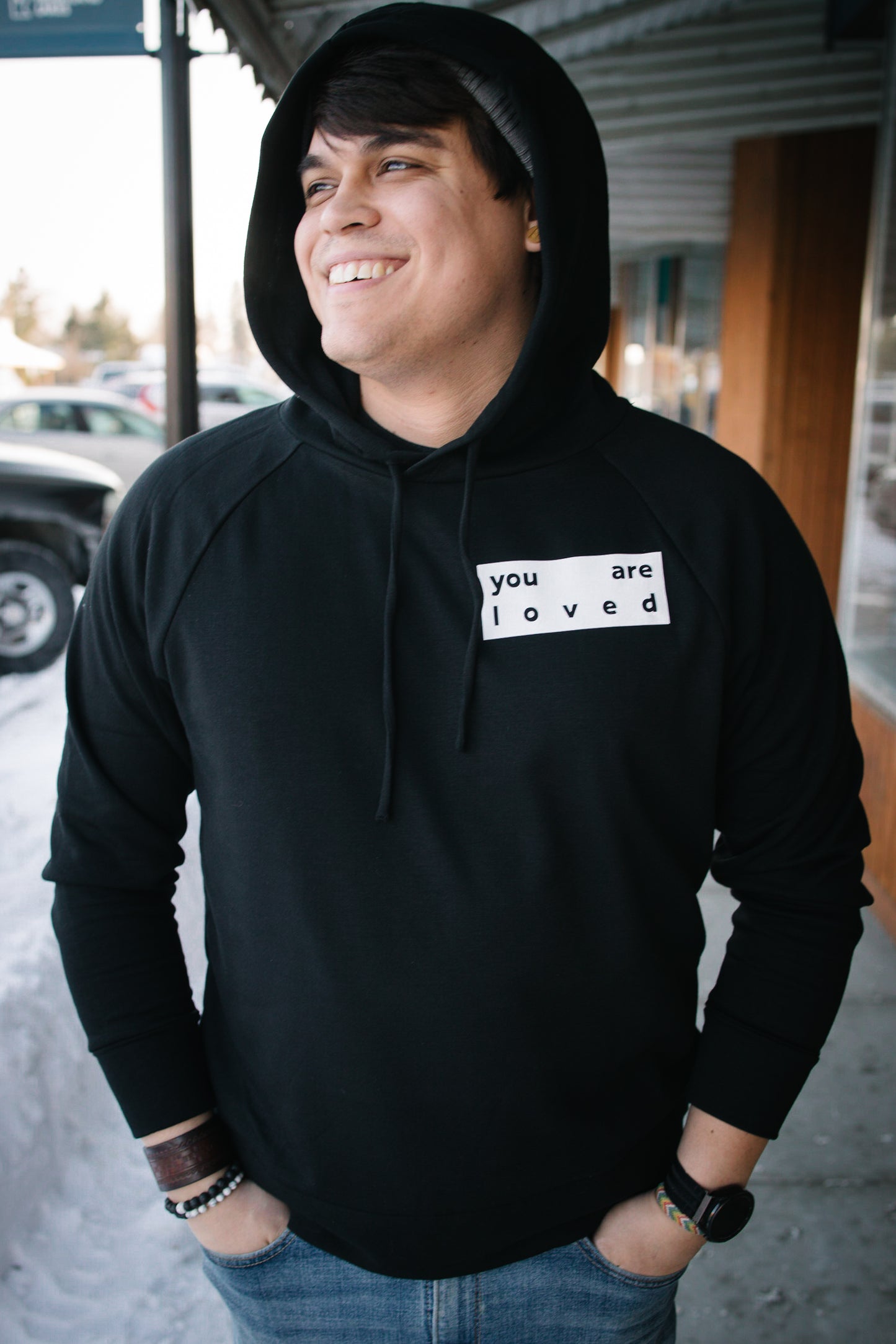 Black 'you are loved' Hoodie