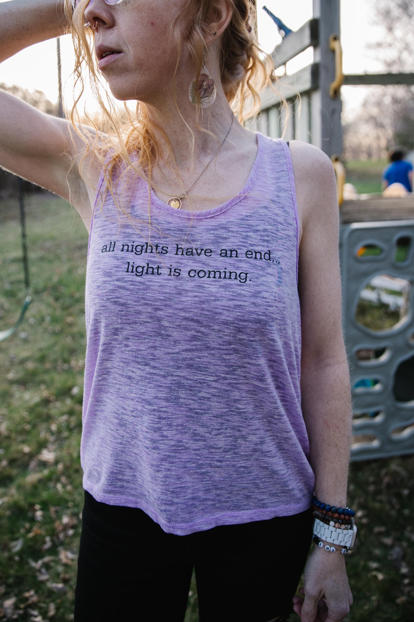 all nights have an end. Light is coming. (youth XL 14/16)