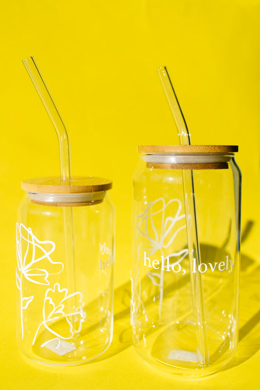 'Hello, Lovely' Glass Can Cup