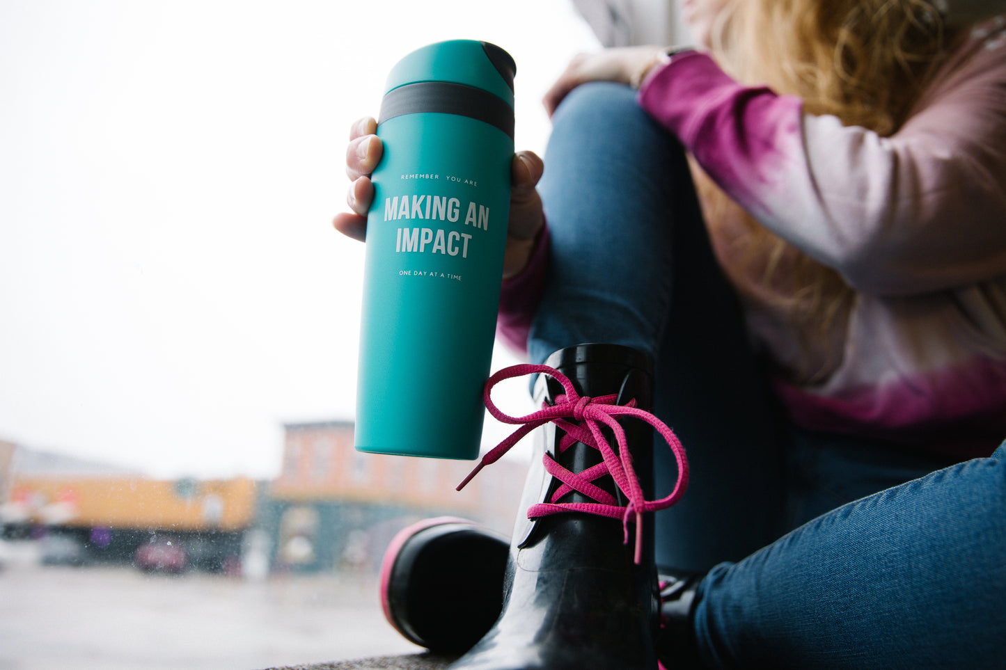 'Making an IMPACT' Teal Travel Mug