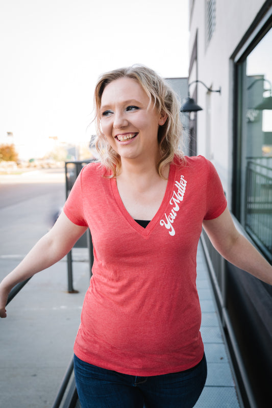 Tri-blend Red 'You Matter.' v-neck tee