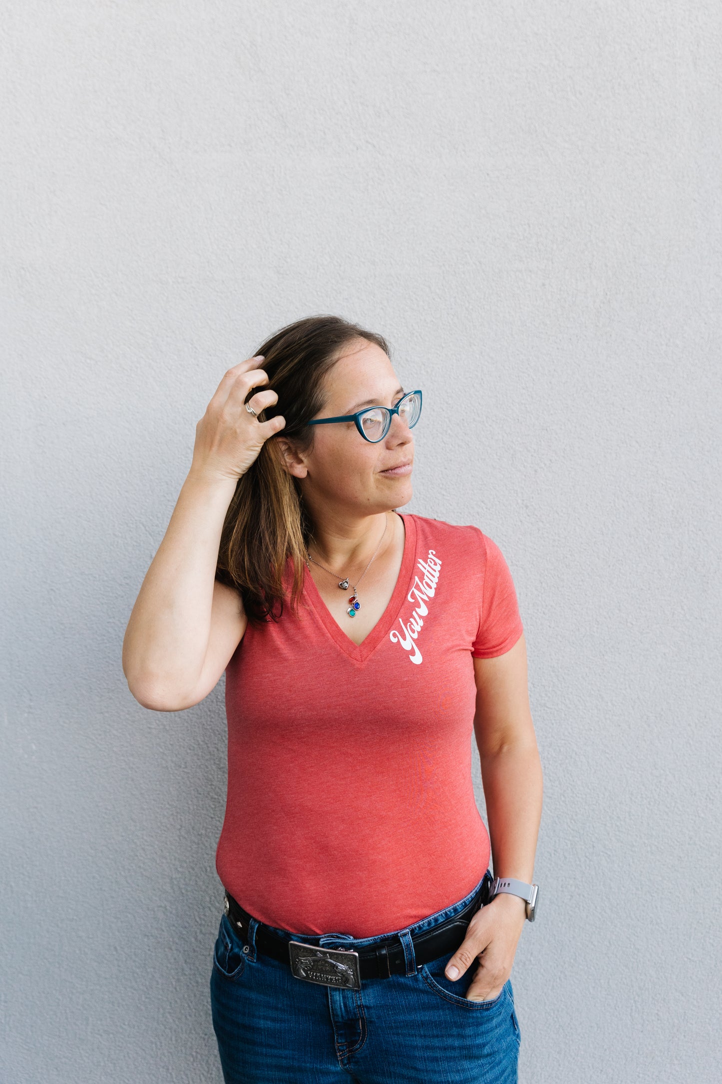 Tri-blend Red 'You Matter.' v-neck tee